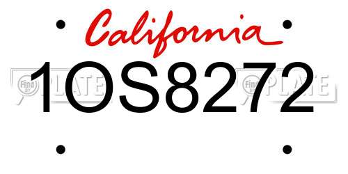 1OS8272 California License Plate