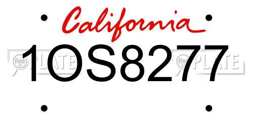 1OS8277 California License Plate