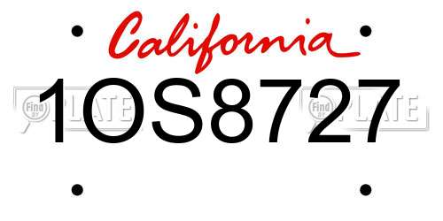 1OS8727 California License Plate