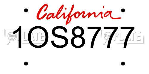 1OS8777 California License Plate
