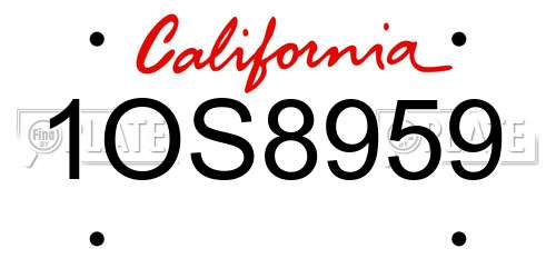 1OS8959 California License Plate