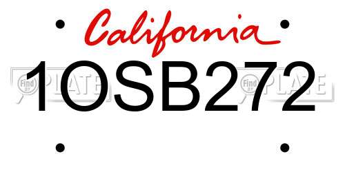 1OSB272 California License Plate
