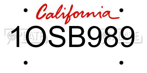 1OSB989 California License Plate