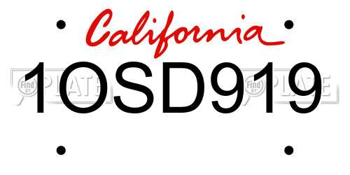 1OSD919 California License Plate