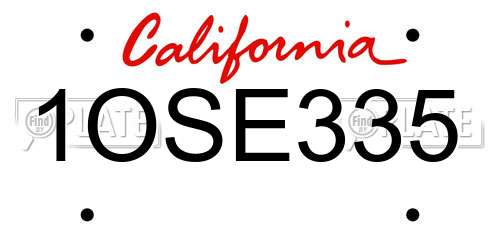 1OSE335 California License Plate