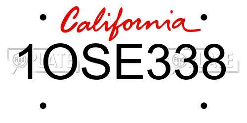 1OSE338 California License Plate