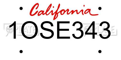 1OSE343 California License Plate