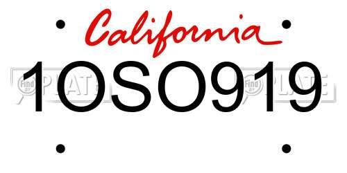 1OSO919 California License Plate