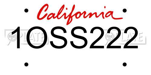 1OSS222 California License Plate