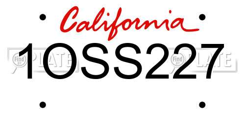 1OSS227 California License Plate