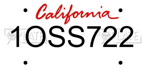 1OSS722 California License Plate