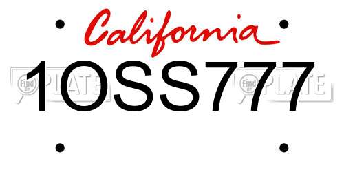 1OSS777 California License Plate