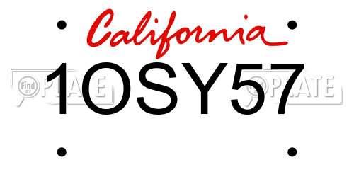 1OSY57 California License Plate