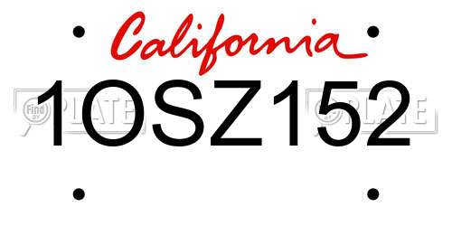 1OSZ152 California License Plate