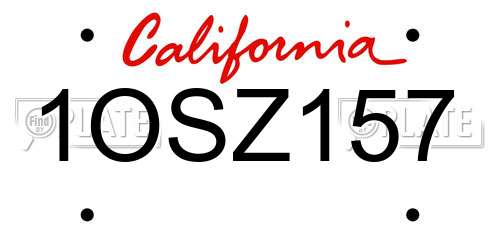 1OSZ157 California License Plate
