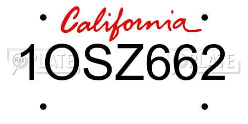 1OSZ662 California License Plate