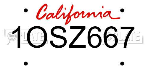 1OSZ667 California License Plate