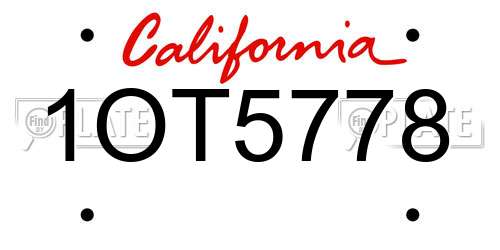 1OT5778 California License Plate