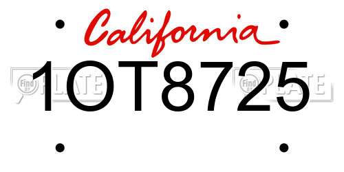 1OT8725 California License Plate