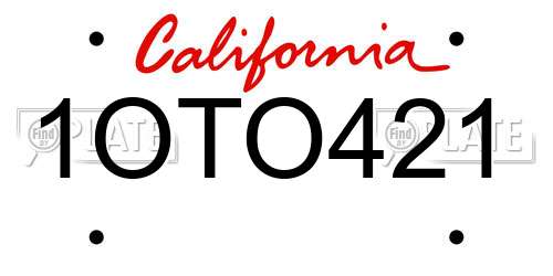 1OTO421 California License Plate