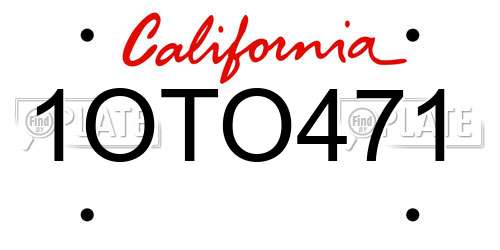 1OTO471 California License Plate