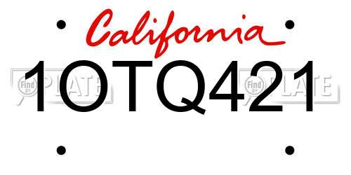 1OTQ421 California License Plate