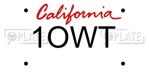 1OWT California License Plate