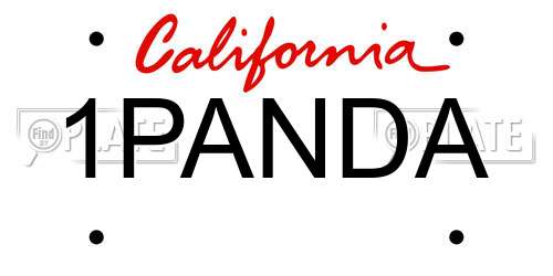 1PANDA California License Plate