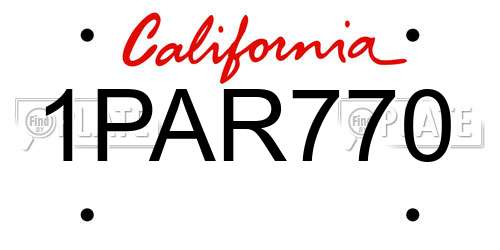 1PAR770 California License Plate