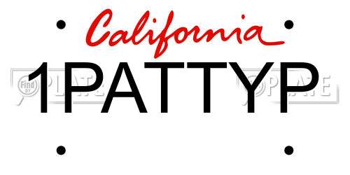 1PATTYP California License Plate