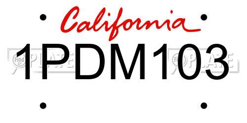 1PDM103 California License Plate