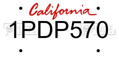 1PDP570 California License Plate