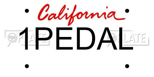 1PEDAL California License Plate