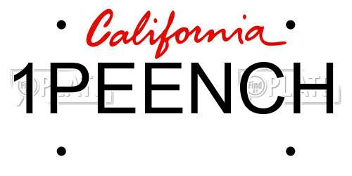 1PEENCH California License Plate