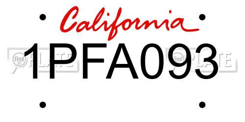 1PFA093 California License Plate