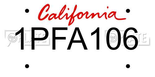 1PFA106 California License Plate