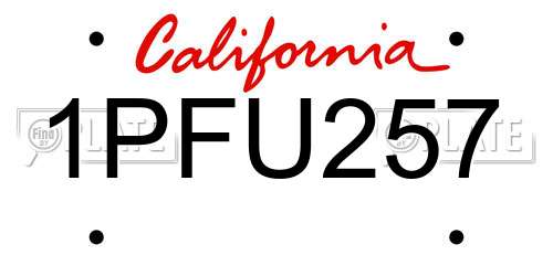 1PFU257 California License Plate