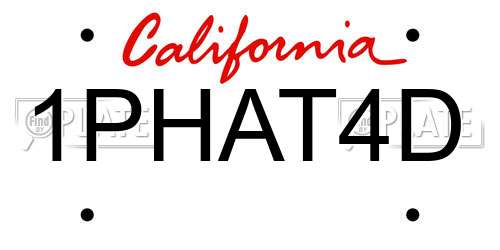 1PHAT4D California License Plate