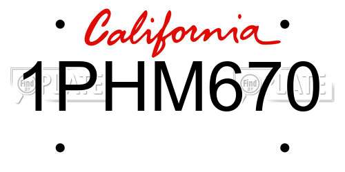 1PHM670 California License Plate