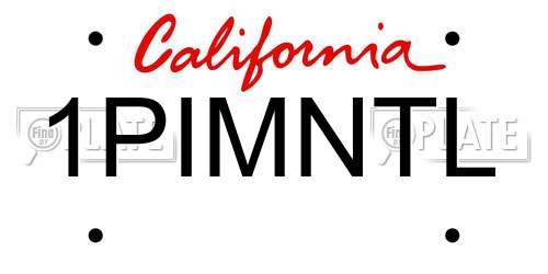 1PIMNTL California License Plate