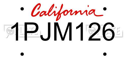 1PJM126 California License Plate
