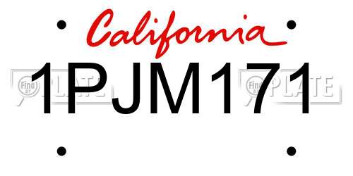 1PJM171 California License Plate