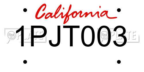 1PJT003 California License Plate