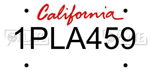 1PLA459 California License Plate