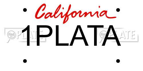 1PLATA California License Plate