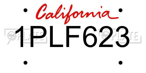 1PLF623 California License Plate