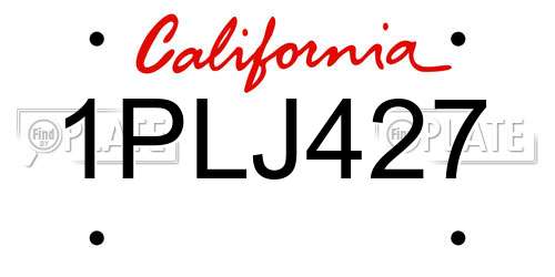 1PLJ427 California License Plate