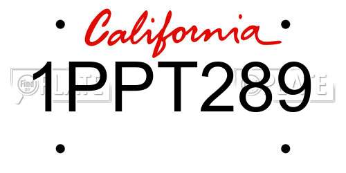 1PPT289 California License Plate