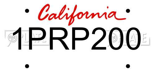 1PRP200 California License Plate