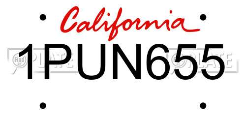 1PUN655 California License Plate